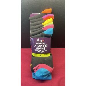Socks- Men's 7 Days Socks Survival Pack Asst Colors XLarge (10-13)